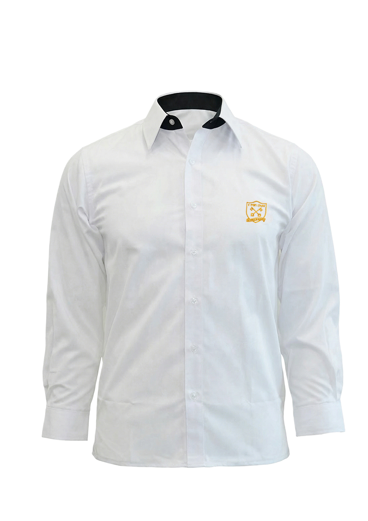 St Peter's College PN Shirt LS White/Navy