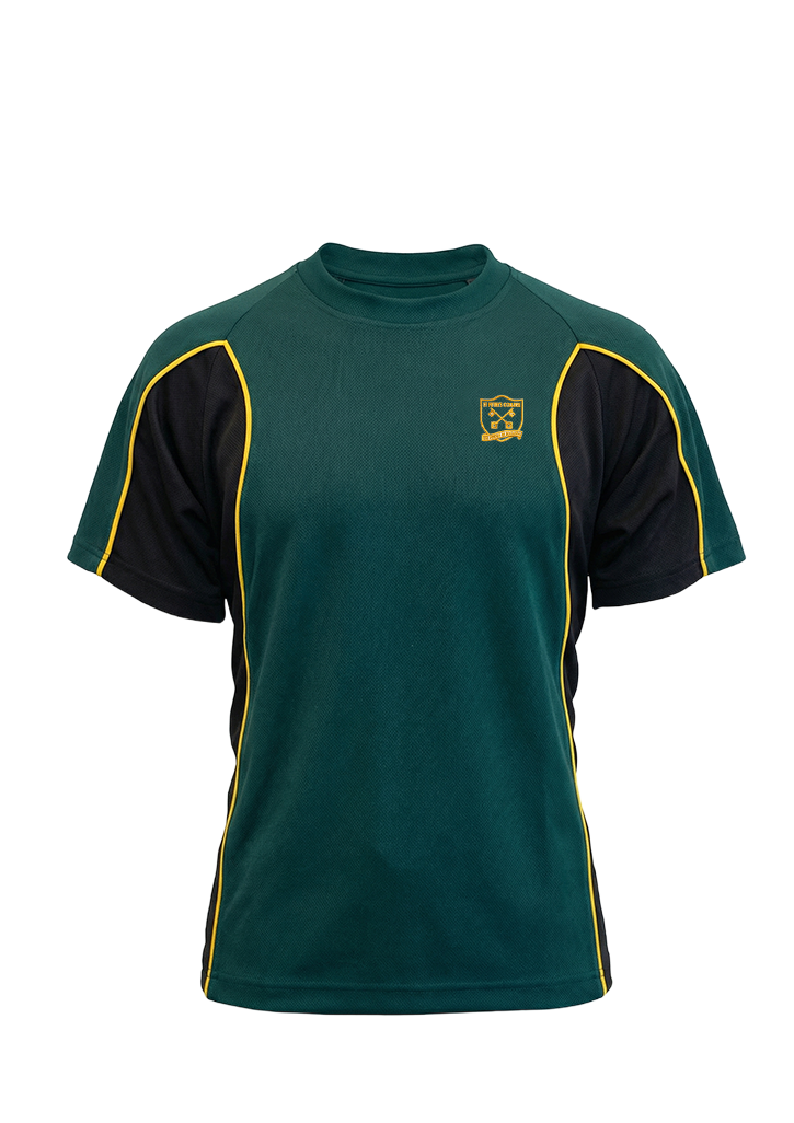 St Peter's College PN PE Tee Bottle/Black/Gold